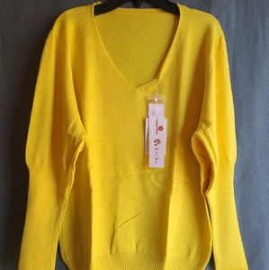 Yellow V-Neck  Sweater